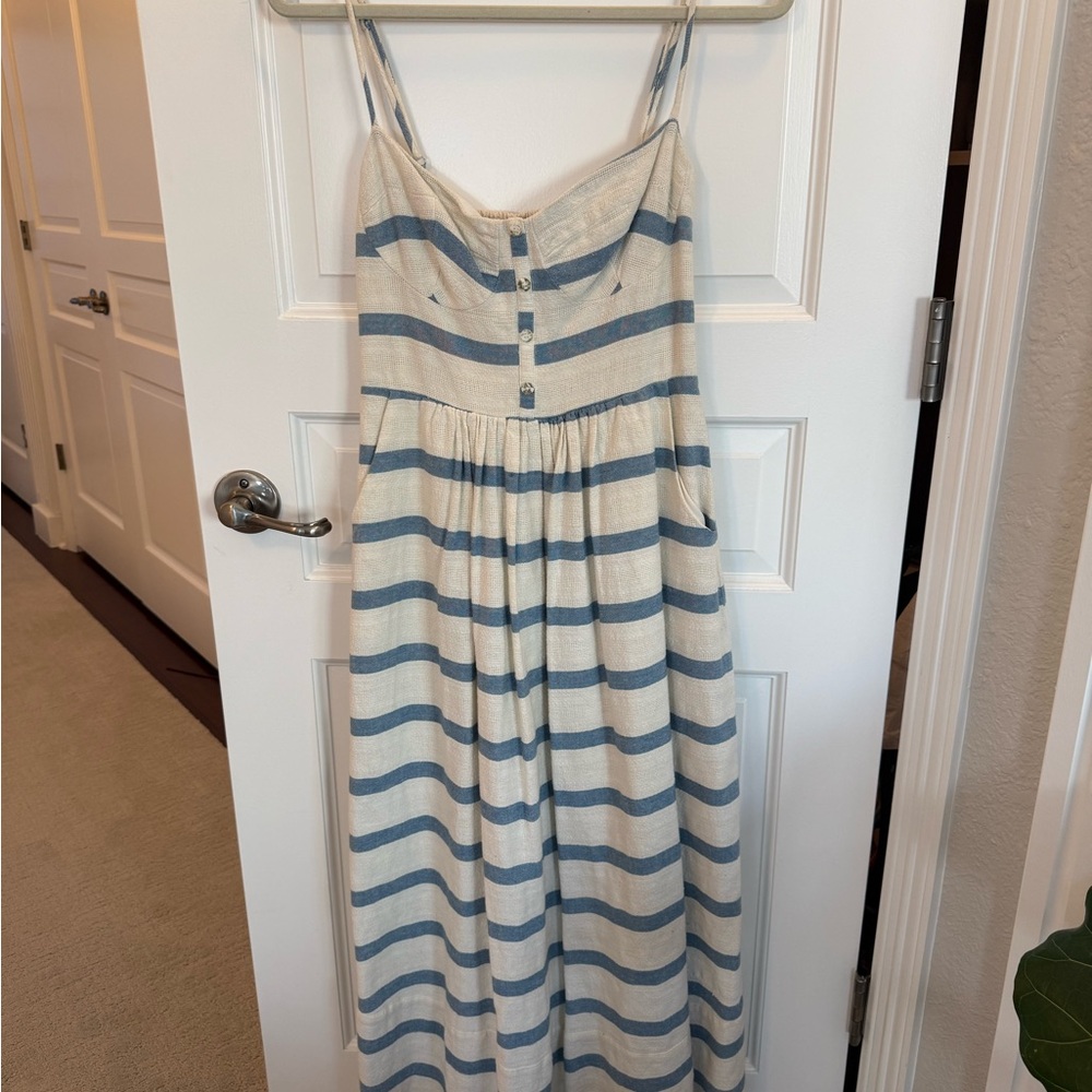 Mara Hoffman Striped Blue and Cream Maxi Dress